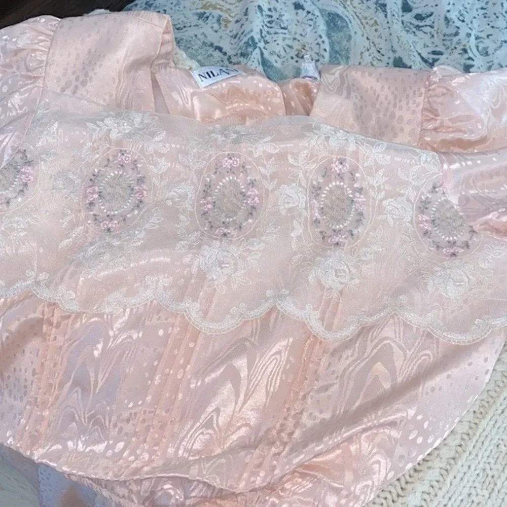 Vintage Nilani peach color maxi dress size 14 - Picture 6 of 11